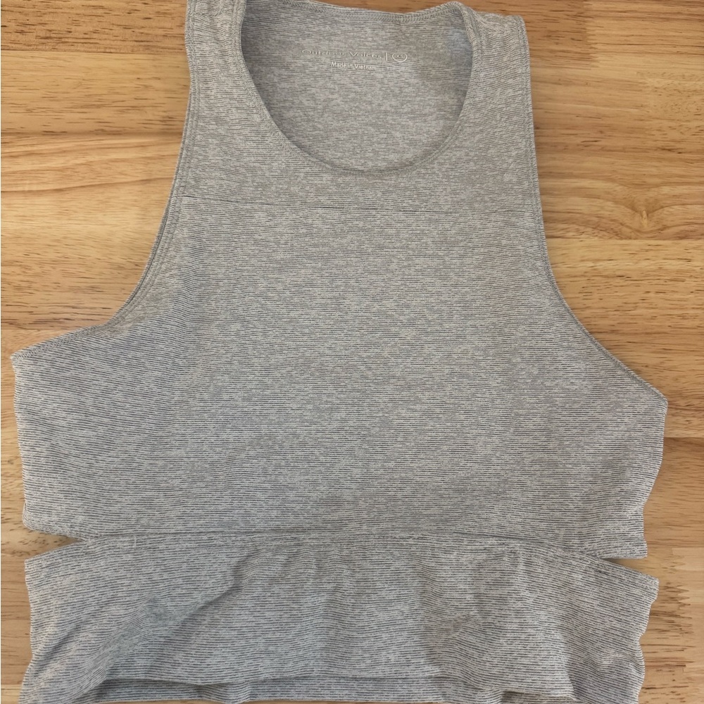 Outdoor Voices Athena Gray High Neck Longline Sports-bra